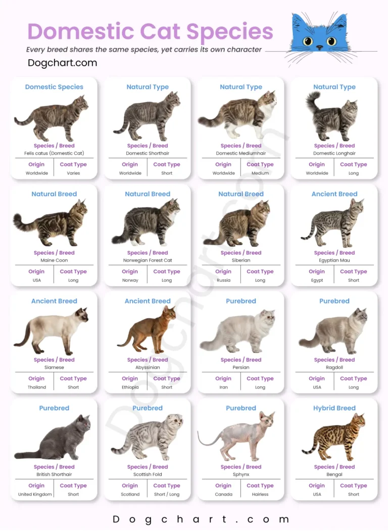Domestic cat species list with pictures