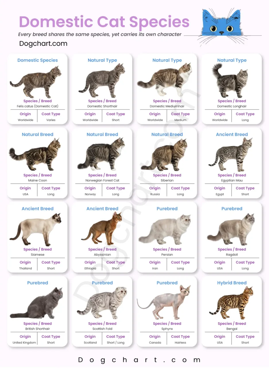 Domestic cat species list with pictures