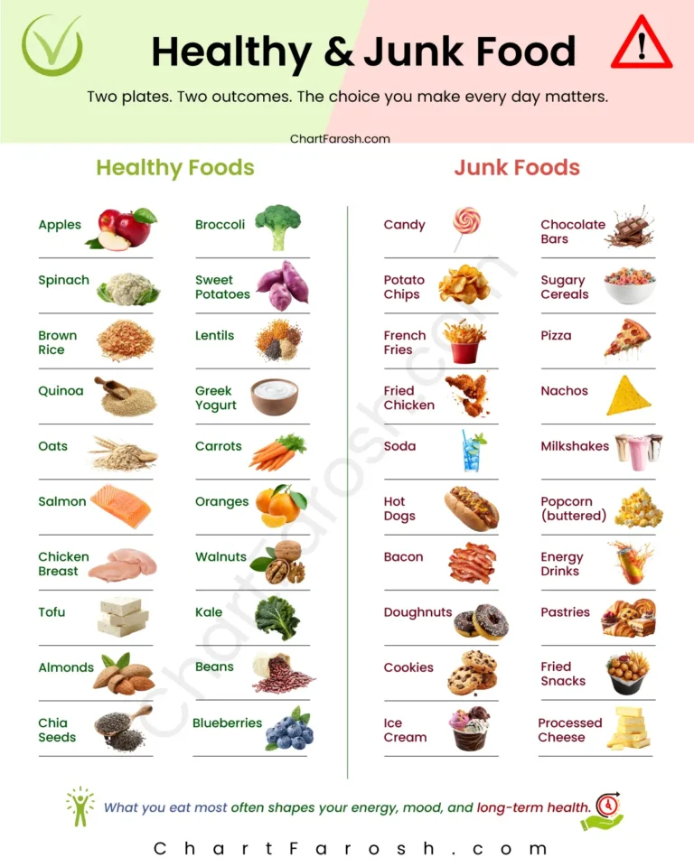 Healthy and Junk Food list