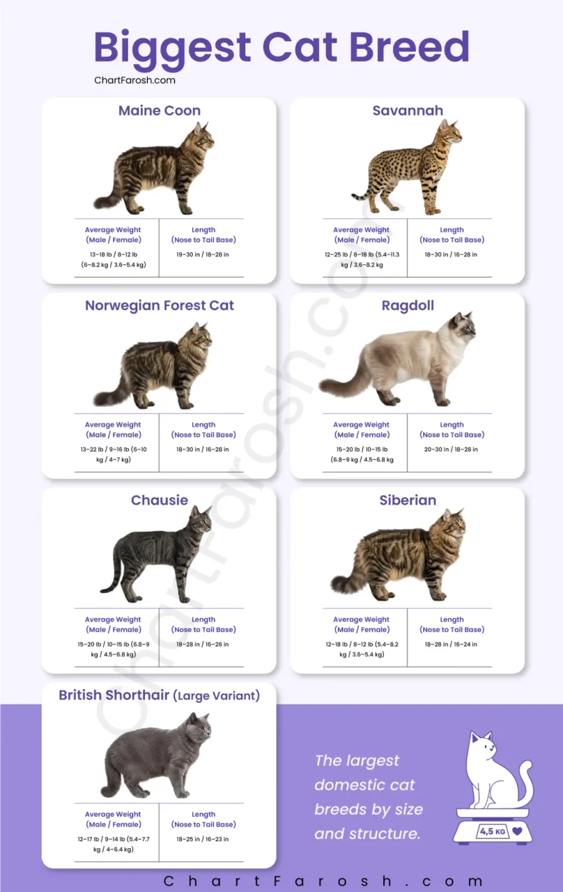 Largest Domestic Cat Breeds Name with Pictures
