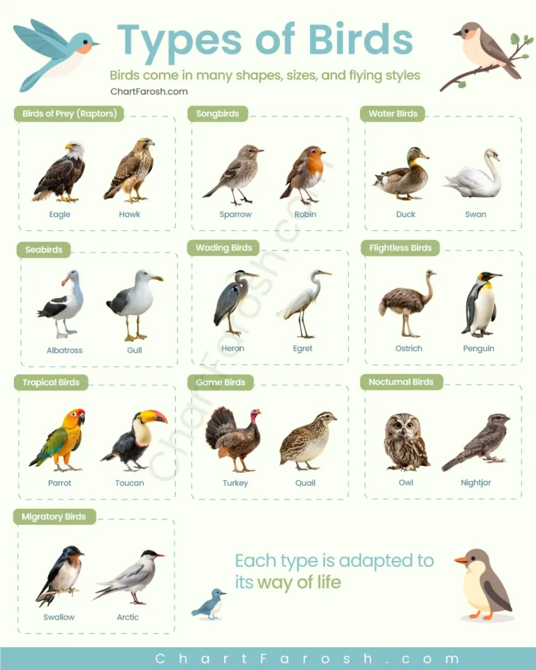 Types of Birds Chart with Pictures