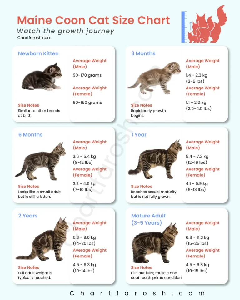 maine coon cat size chart by age